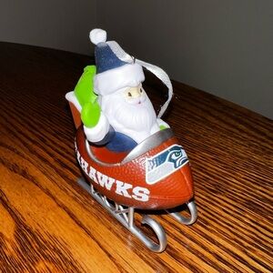 🏈 SEATTLE SEAHAWKS Santa Sleigh Ornament